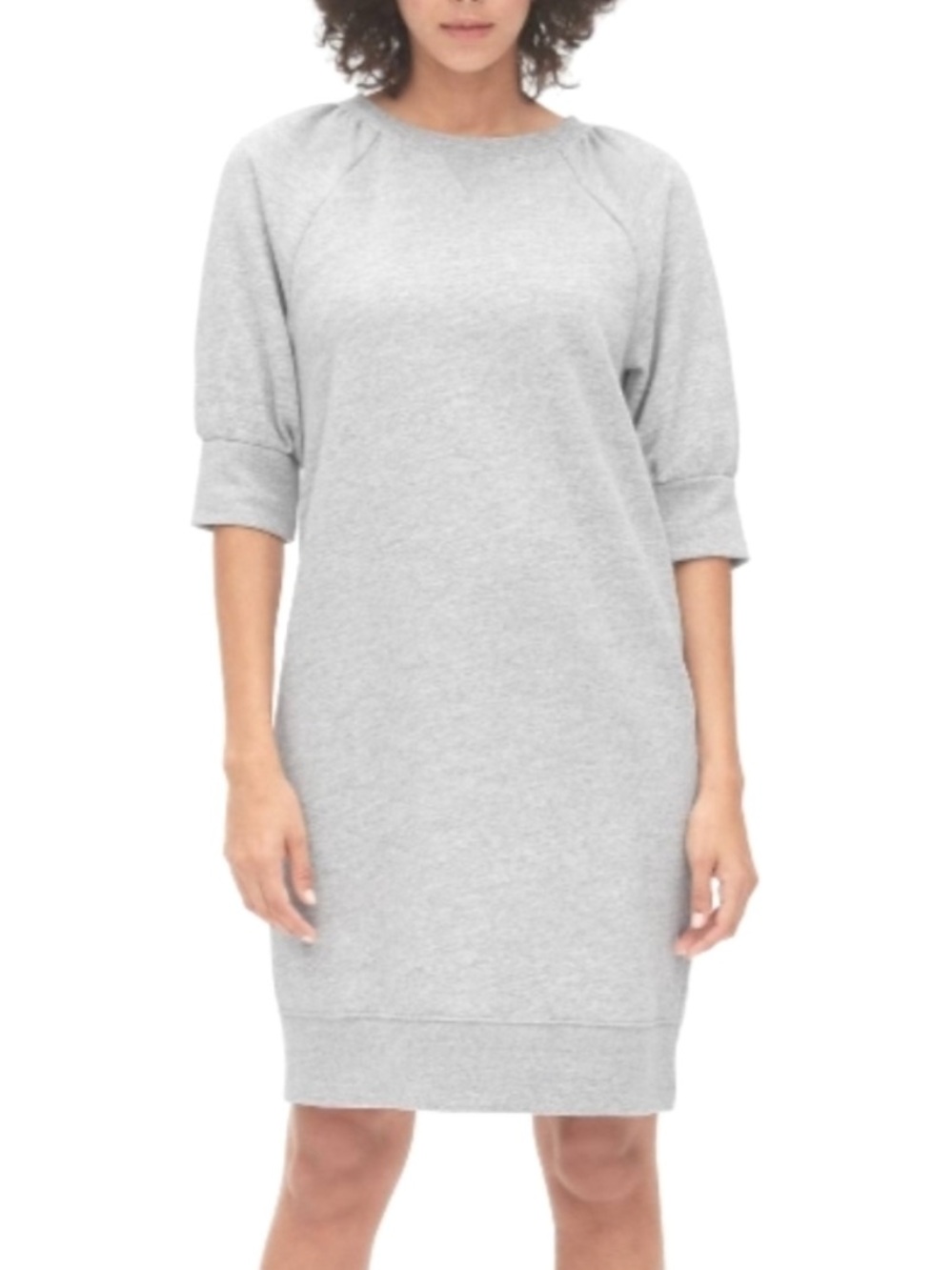 GAP puff sleeve sweatshirt dress light heather gray M